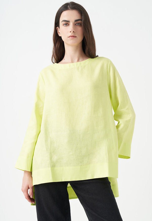 Choice Solid Long Sleeve Blouse Lime