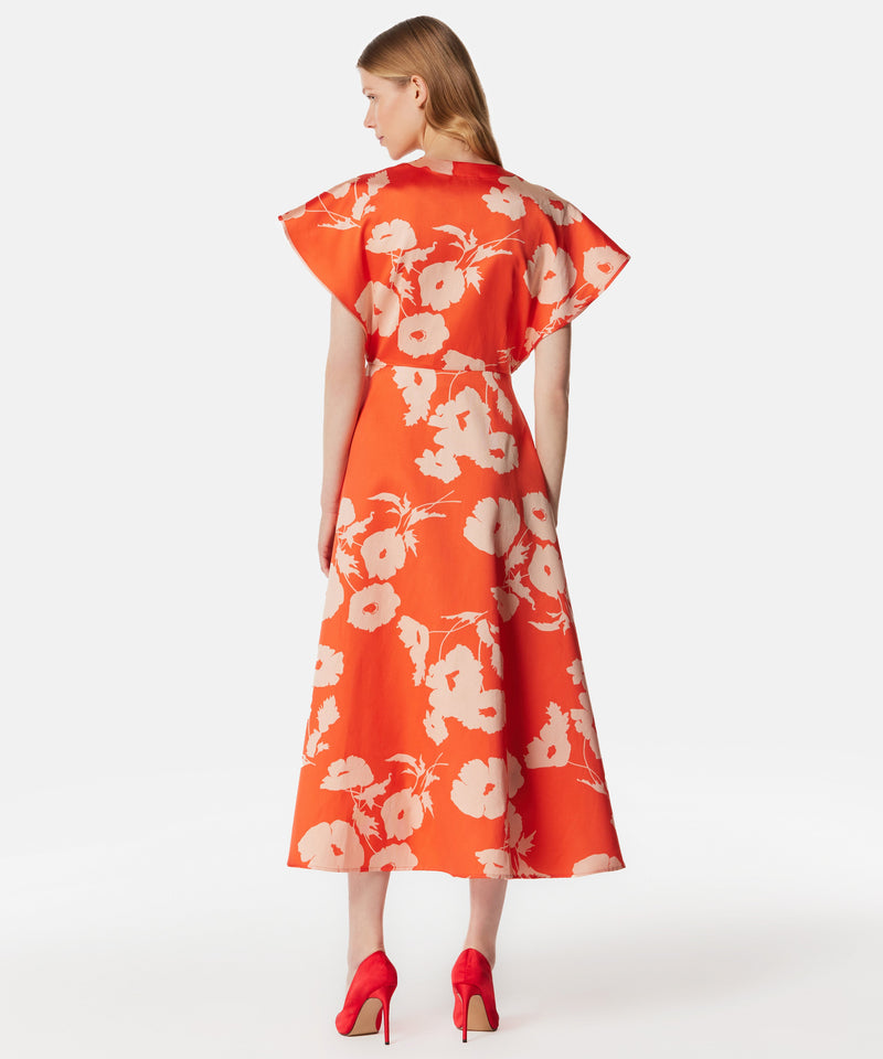 Machka Printed Maxi Dress With Belt Coral