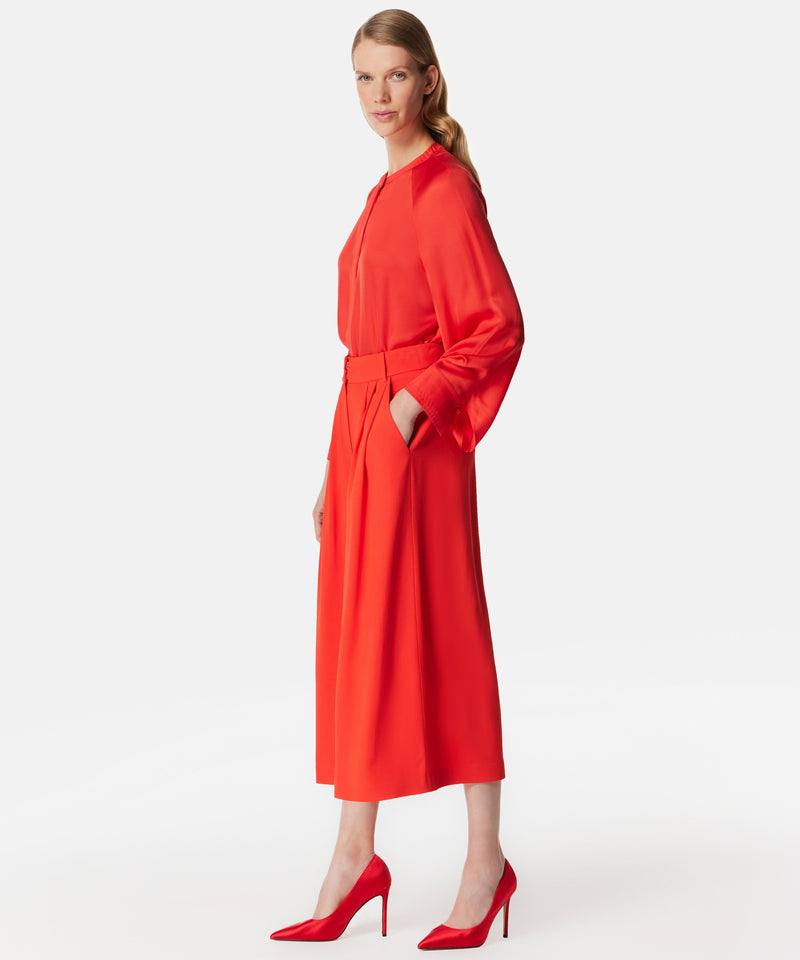 Machka Wide Leg Cropped Trousers Coral