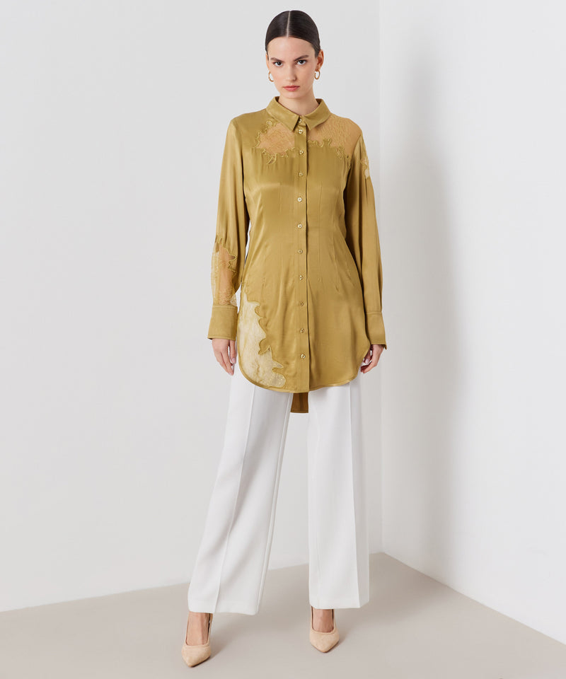 Ipekyol Transparent Detail Embroidered Shirt Gold