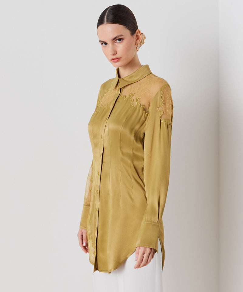 Ipekyol Transparent Detail Embroidered Shirt Gold