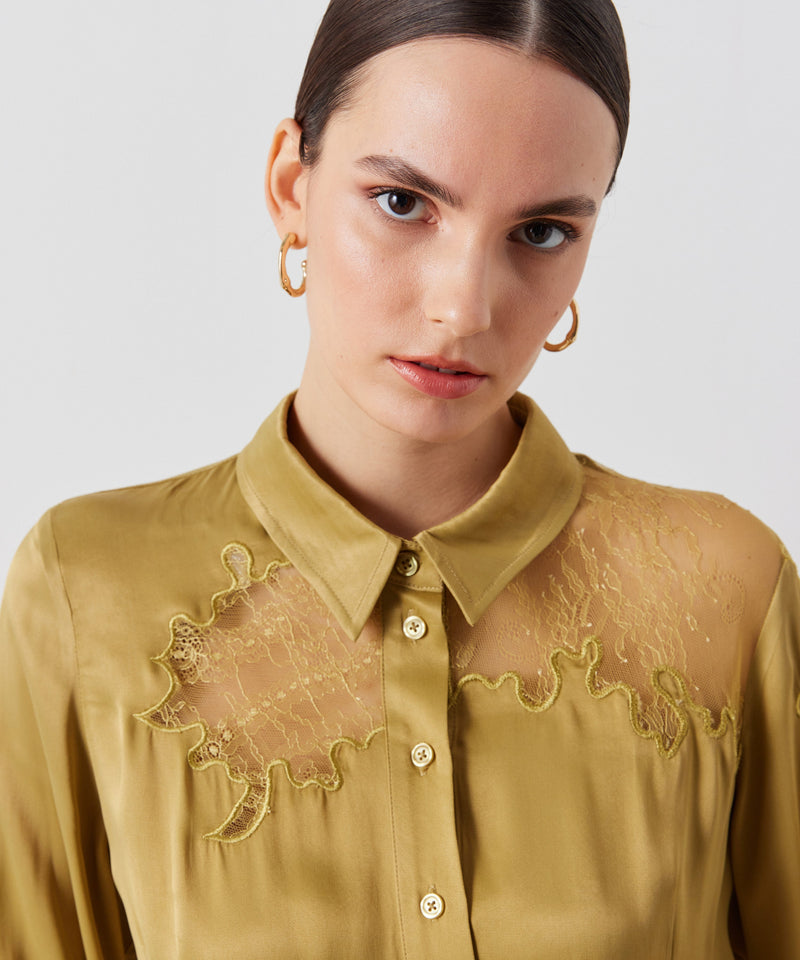 Ipekyol Transparent Detail Embroidered Shirt Gold