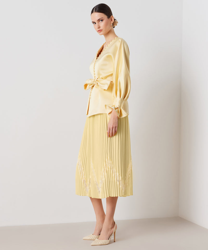 Ipekyol Pleated With Lace Detail Skirt Yellow