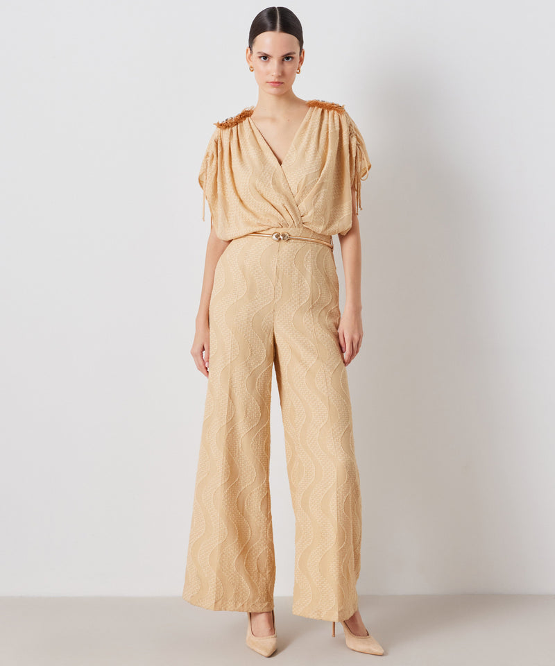 Ipekyol Patterned Embellished Detail Jumpsuit Natural