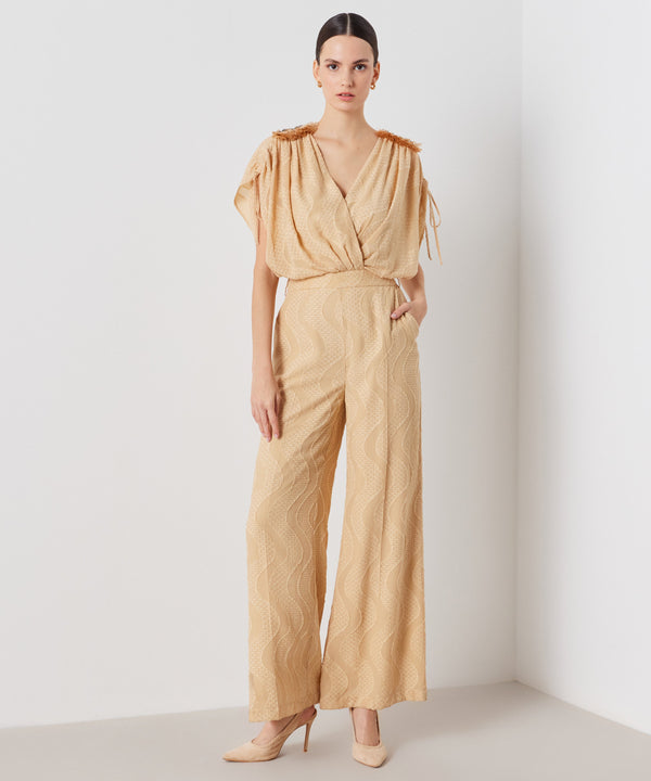 Ipekyol Patterned Embellished Detail Jumpsuit Natural