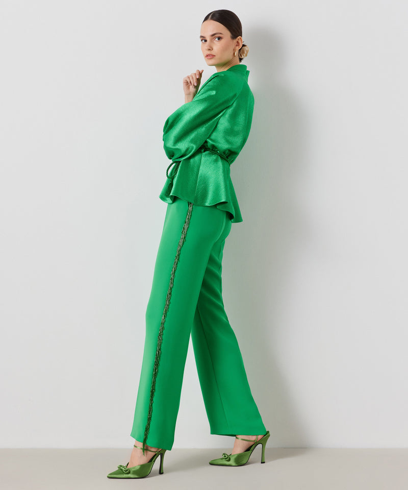 Ipekyol Solid Trousers With Tassel Bead Detail Green