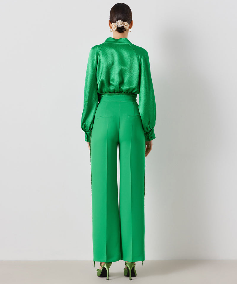 Ipekyol Solid Trousers With Tassel Bead Detail Green