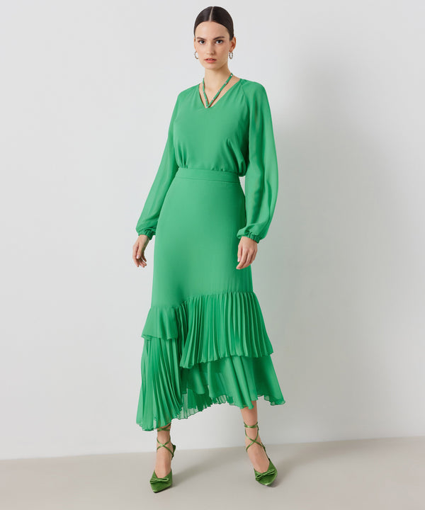 Ipekyol Asymmetrical Pleated Maxi Skirt Green