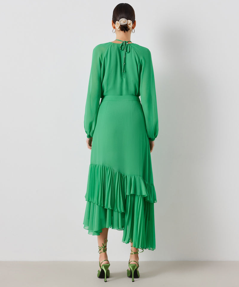 Ipekyol Asymmetrical Pleated Maxi Skirt Green