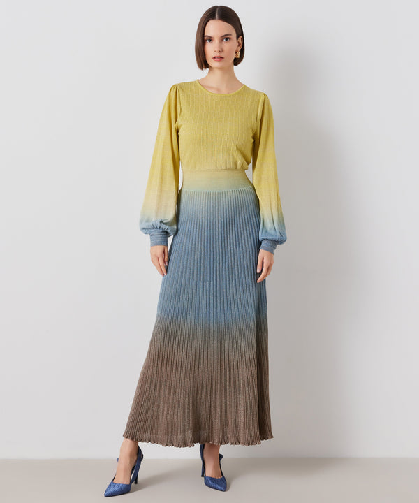 Ipekyol Lurex Pleated Midi Dress Blue