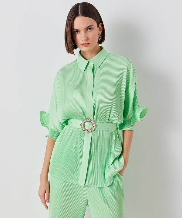 Ipekyol Pleated Shirt With Belt Accessory Mint Green