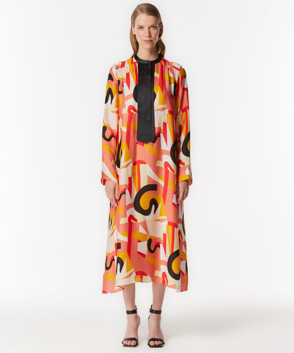 Machka Patterned Long Sleeve Midi Dress Powder