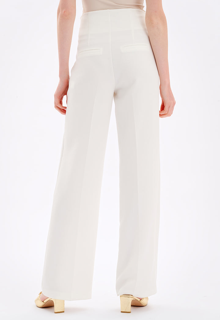 Choice High Waist Wide Legs Trousers Off White