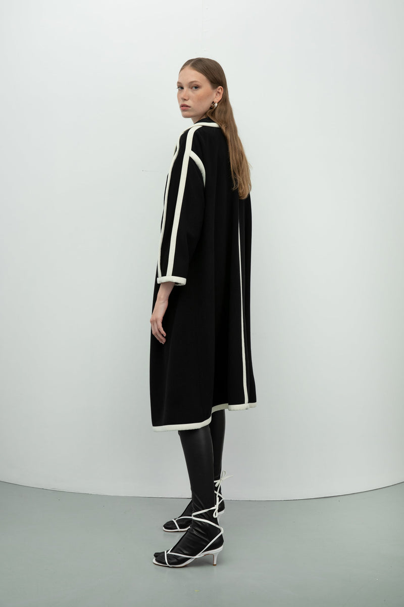 Baqa Piping Detail Coat Black