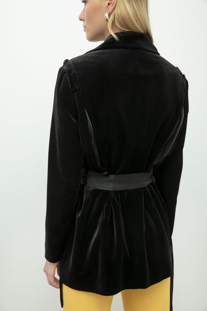 Baqa Long Sleeve Velvet Jacket Black