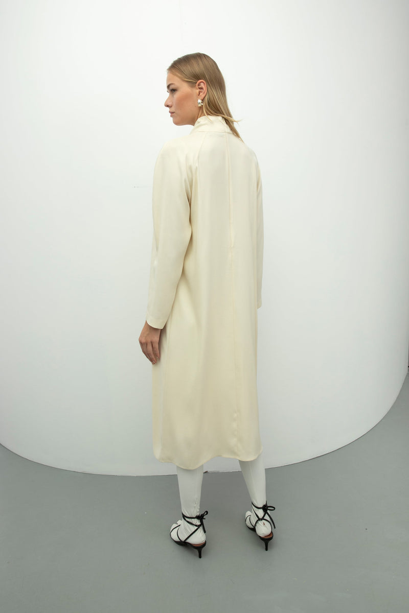 Baqa Collar-Tie Detail Dress Cream