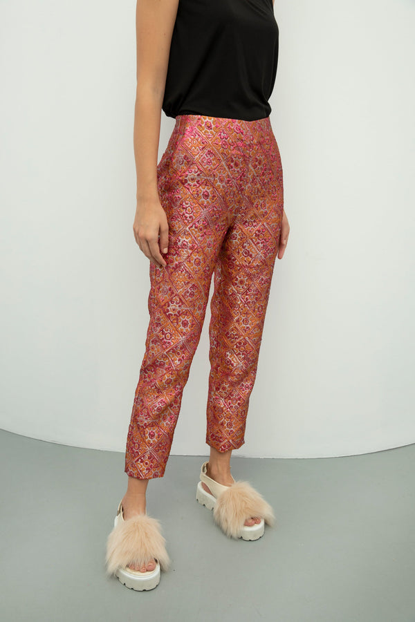 Baqa Jacquard Pattern Trouser Pink