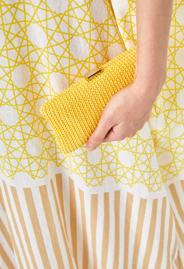 Choice Woven Straw Box Clutch Bag Yellow - Wardrobe Fashion