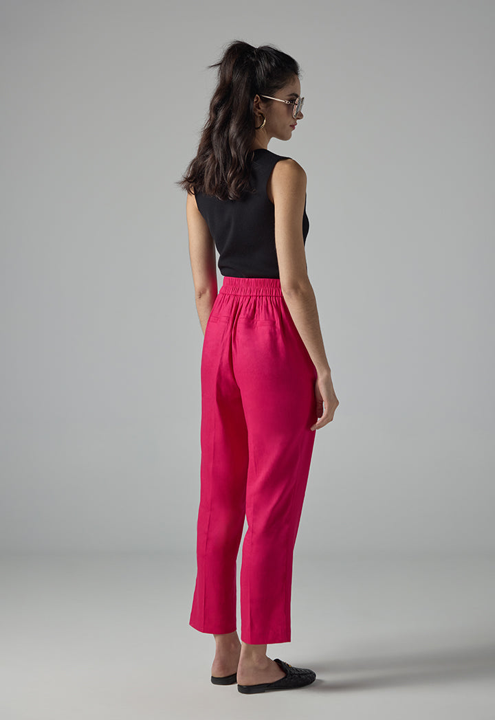 Choice Single Tone Straight Legs Trousers Fuchsia