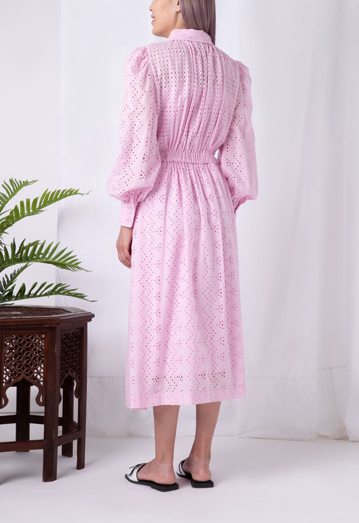 Choice Schiffli Shirt Dress Pink - Wardrobe Fashion