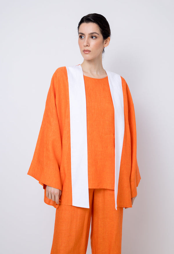 Choice Two-Toned Kimono Outerwear Orange