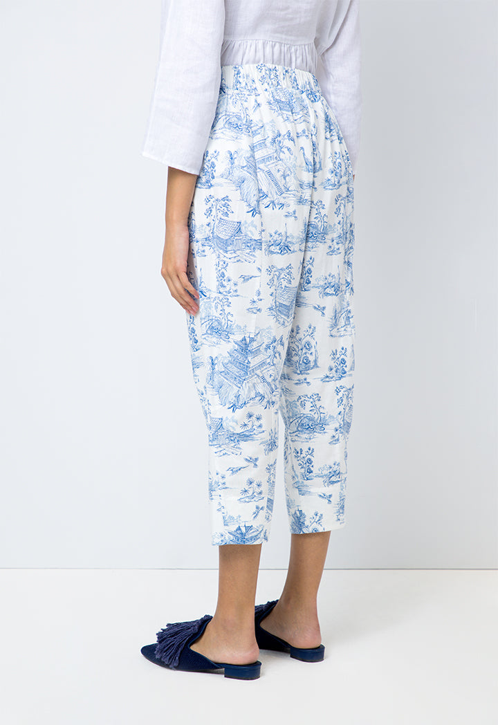 Choice Printed Straight Fit Trousers Offwhite