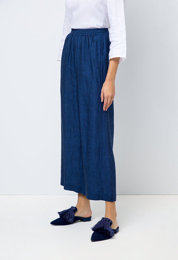 Choice Solid High Waist Trousers Blue