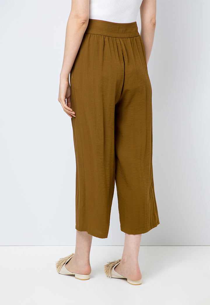 Choice Solid Wide Leg Trousers Brown