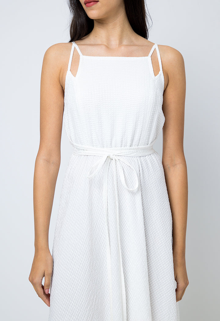 Choice Solid Sleeveless Dress Off White