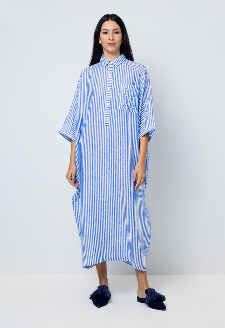 Choice Striped Three Quarter Maxi Dress  Light Blue