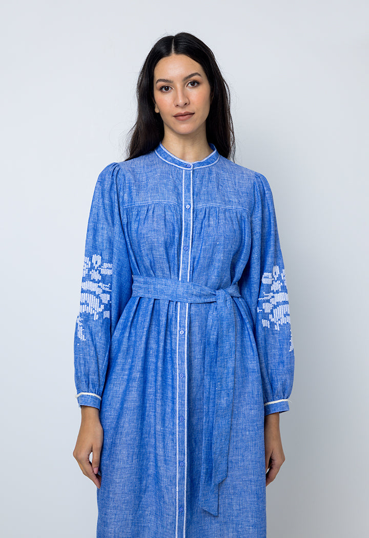 Choice Dress With Embroidered Detail Blue