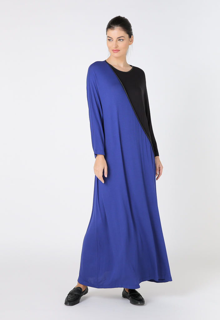 Choice Long Sleeve Leisure Jersey Dress Cobalt-Black