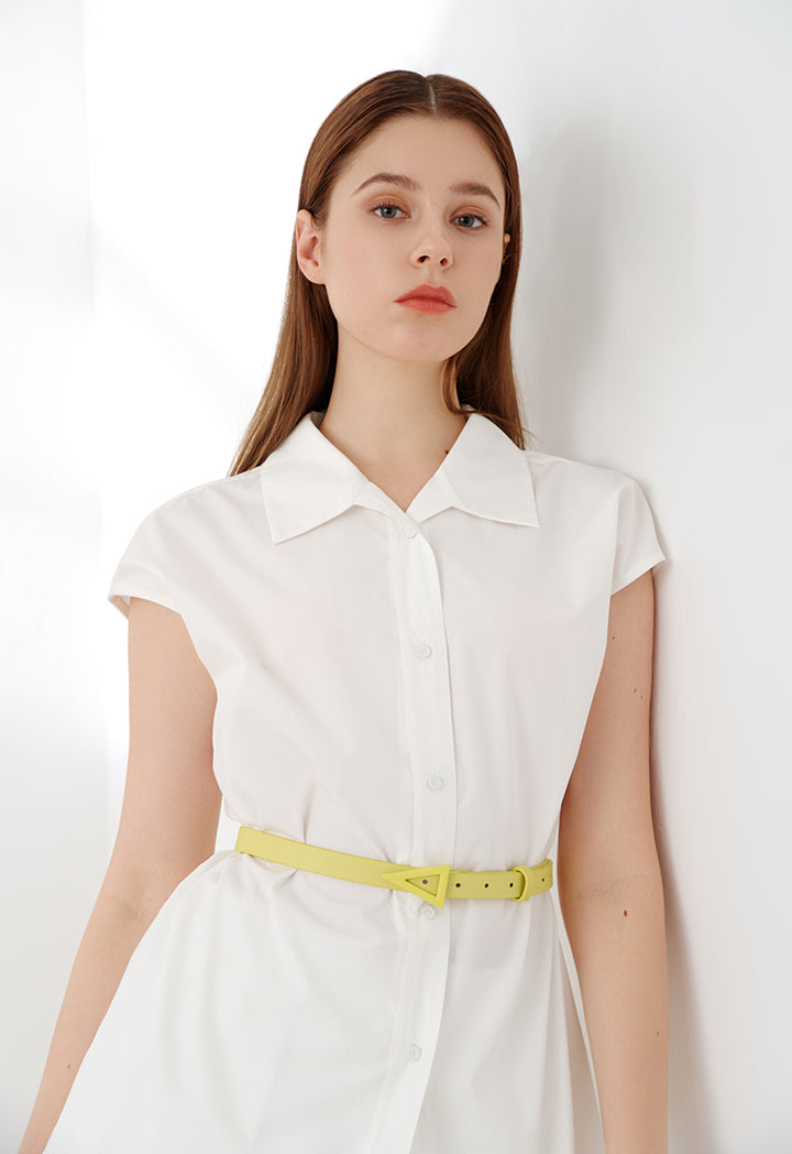 Choice Solid Sleeveless Poplin Shirt Off White