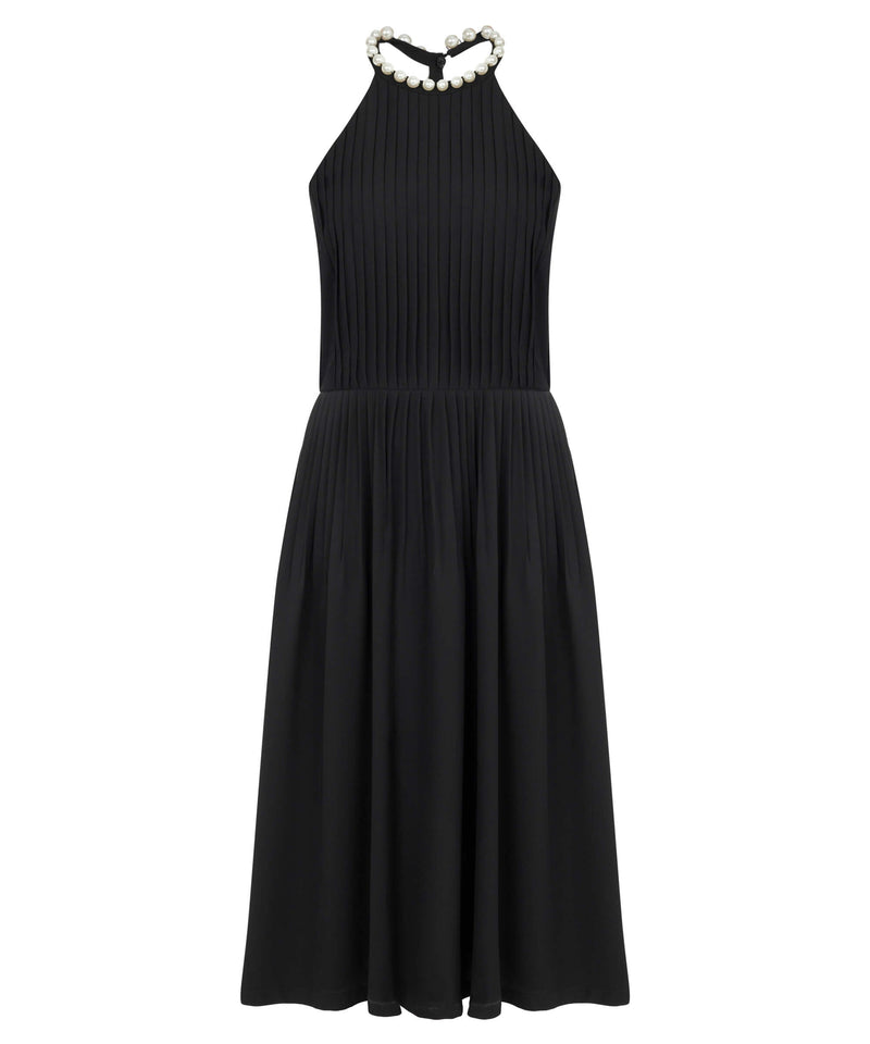 Ipekyol Pearl Accessory Pleated Dress Black