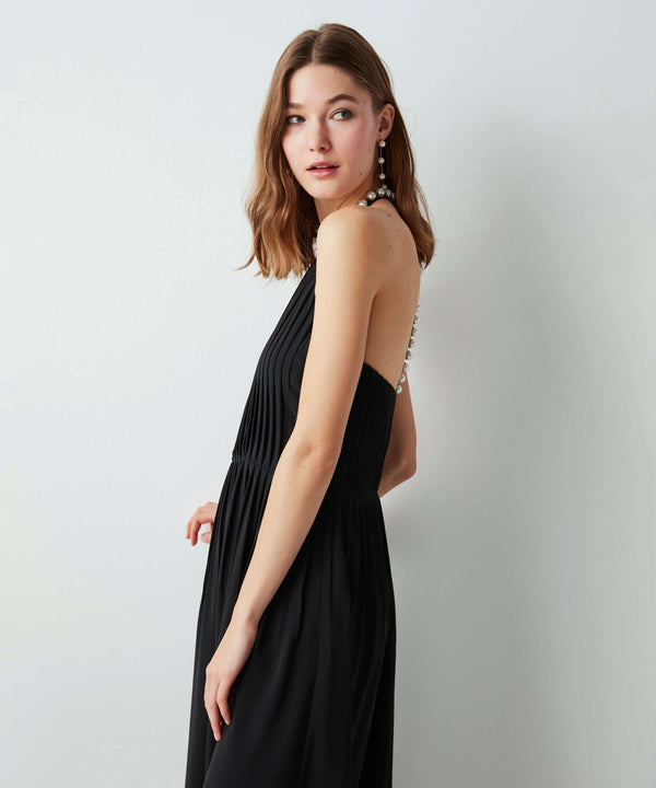 Ipekyol Pearl Accessory Pleated Dress Black