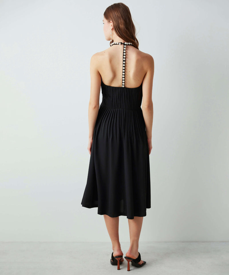 Ipekyol Pearl Accessory Pleated Dress Black