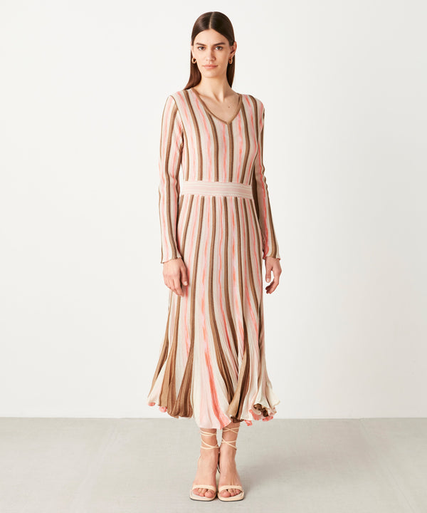 Ipekyol Patterned Ribbed Dress Peach