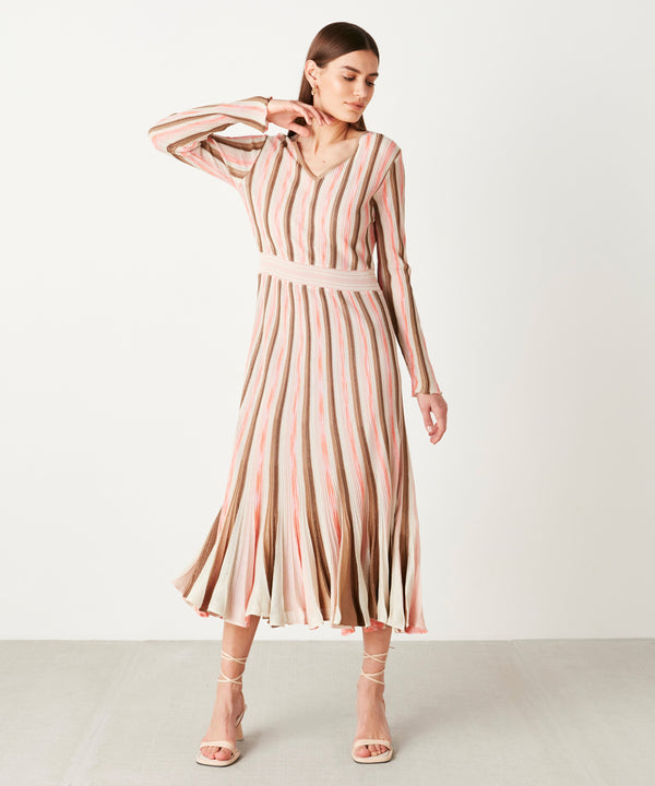 Ipekyol Patterned Ribbed Dress Peach