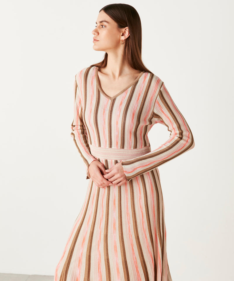 Ipekyol Patterned Ribbed Dress Peach