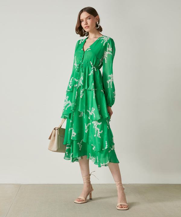 Ipekyol Printed Layered Midi Dress Green