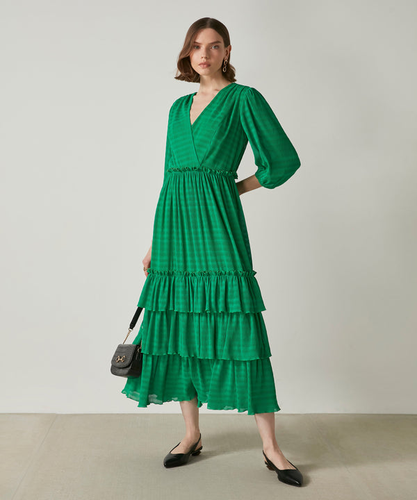 Ipekyol Layered Pleated Dress Green