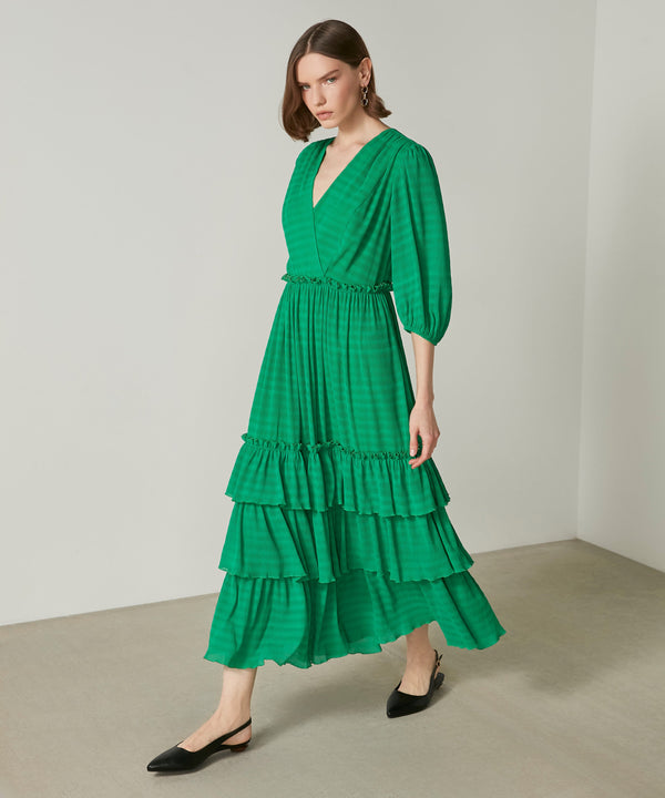 Ipekyol Layered Pleated Dress Green