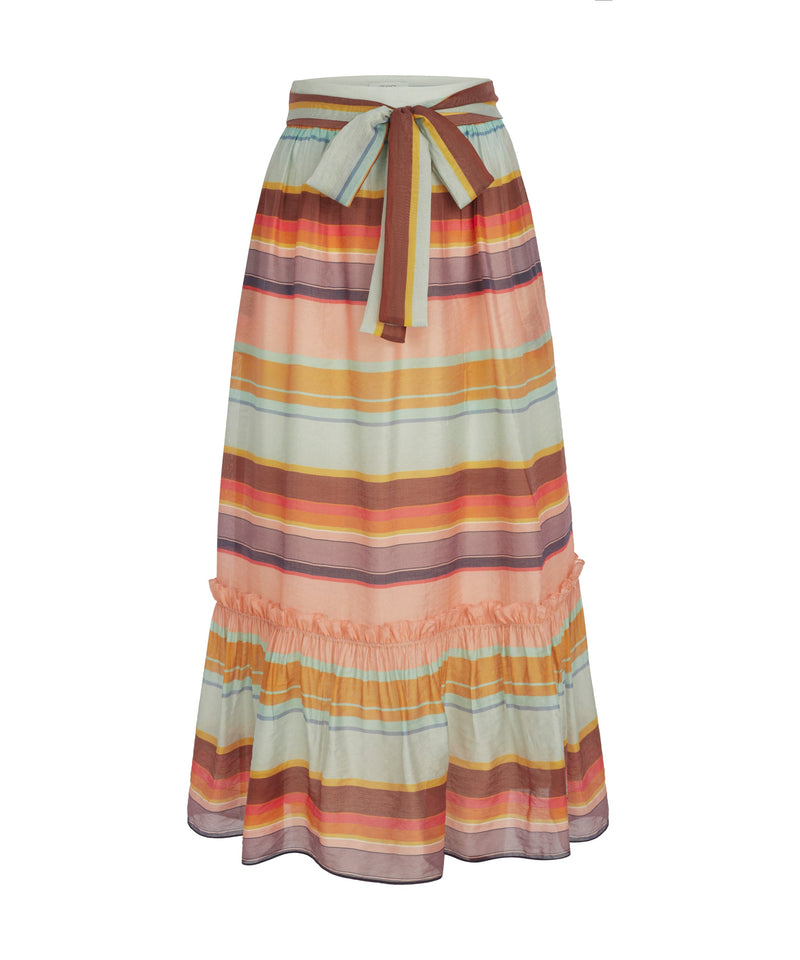 Ipekyol Line Patterned Midi Skirt Peach