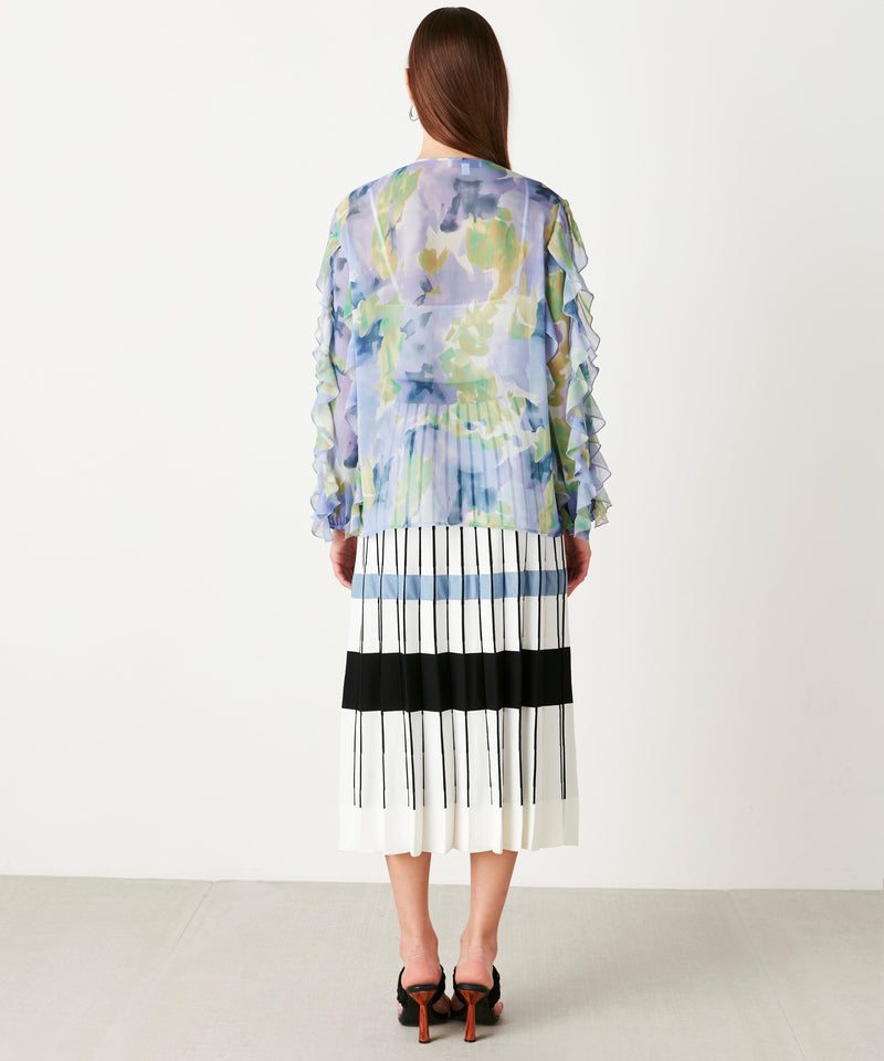 Ipekyol Ruffle Sleeve Printed Blouse Blue