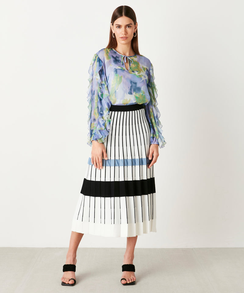 Ipekyol Ruffle Sleeve Printed Blouse Blue