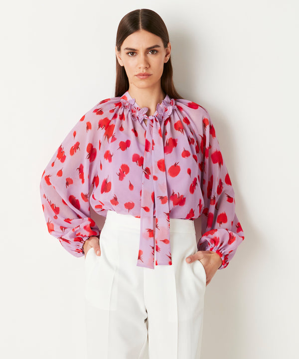 Ipekyol Butterfly Detail Printed Blouse Pink