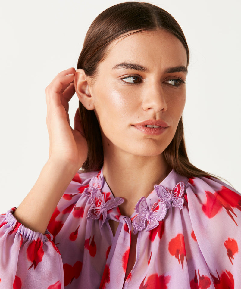 Ipekyol Butterfly Detail Printed Blouse Pink