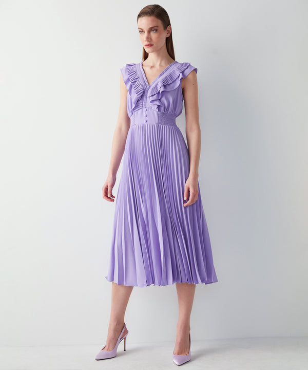 Ipekyol Ruffle Trim Pleated Dress Lavander