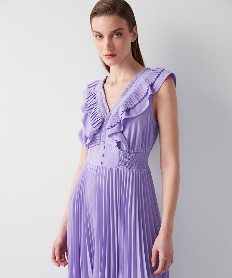 Ipekyol Ruffle Trim Pleated Dress Lavander