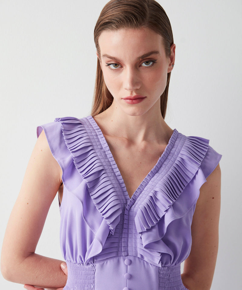 Ipekyol Ruffle Trim Pleated Dress Lavander